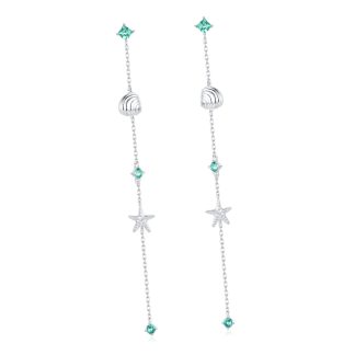 Długie srebrne kolczyki z rozgwiazdami i muszlami sztyfty srebro 925