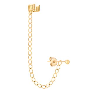 Złota nausznica z łańcuszkiem i kulką