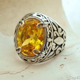 LEON - srebrny duży sygnet z cytrynem