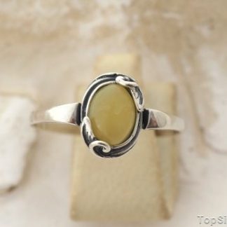 EDNA - srebrny pierścionek z bursztynem