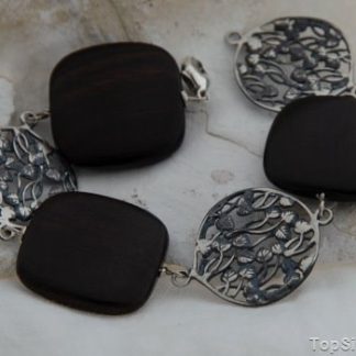 MAURITIUS - srebrna bransoletka z naturalnym hebanem