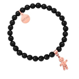 Czarna bransoletka z pereł SWAROVSKI® CRYSTAL z Ciastkiem z różowego złota