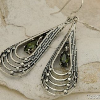 OLIVIA - srebrne długie kolczyki z oliwinami