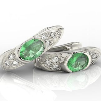 Kolczyki z białego złota z szmaragdami i diamentami APK-80B