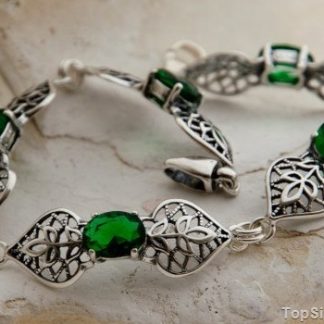 MELISA - srebrna bransoletka ze szmaragdem