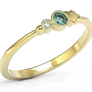 Pierścionek z żółtego złota z cyrkoniami Swarovski mietową i białą BP-6809Z-C