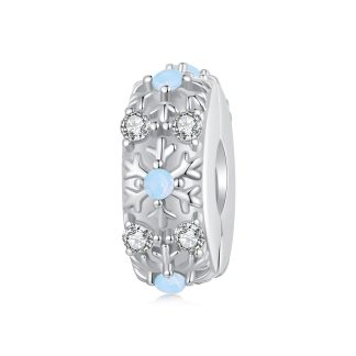 Spinka stoper zimowe gwiazdki z kryształkami srebrny charms