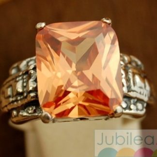 ALEROS - srebrny pierścionek z topazem złocistym