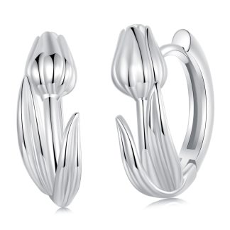 Koła z tulipanami srebrne kolczyki zatrzask srebro 925