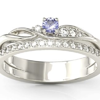 Pierścionek z białego złota z tanzanitem i brylantami BP-77B-TAN/D