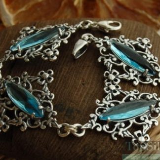 ANASTAZJA - srebrna bransoletka z akwamarynem