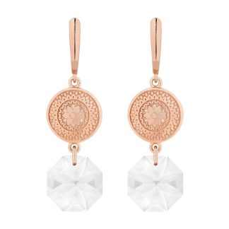 Długie kolczyki z różowego złota z medalionami i kryształami SWAROVSKI® CRYSTAL