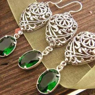 SEVILLA - srebrny komplet ze szmaragdem