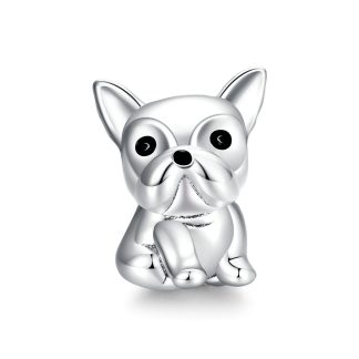 Buldog piesek srebrny charms koralik srebro 925