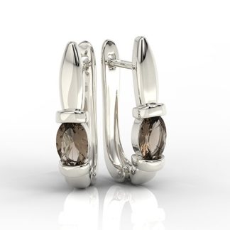 Kolczyki z białego złota z kwarcem dymnym APK-67B
