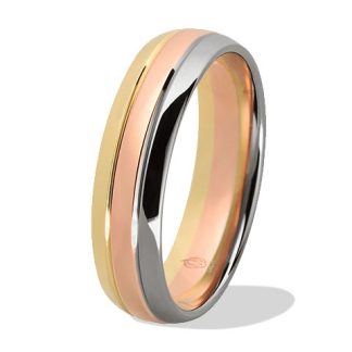 Obrączka z żółtego, białego palladowego i czerwonego złota ŁN-42ZBC-light-k