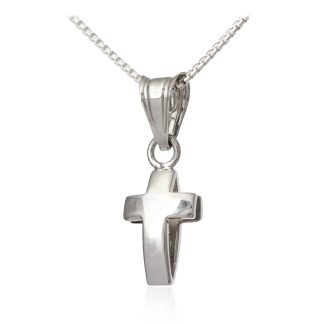 Prosty krzyżyk srebrny  rodowany