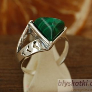 TANGLE - srebrny pierścionek z malachitem