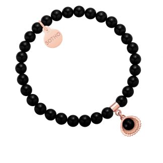 Bransoletka z pereł SWAROVSKI® CRYSTAL w kolorze Mystic Black z muszelką