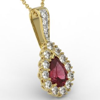 Wisiorek z żółtego złota z rubinem i diamentami APW-29Z-R