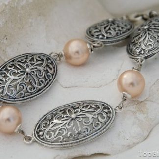 APULIA - srebrna długa bransoletka z perłami