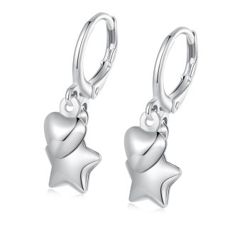 Serduszka i gwiazdki kolczyki bigle angielskie srebro 925