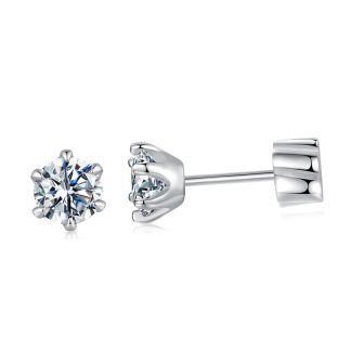 Srebrne kolczyki Moissanity 3x3mm 0,1 ct srebro 925 rozmiar S