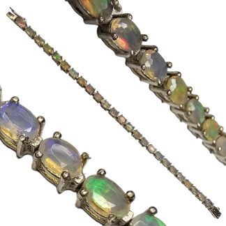 Bransoletka srebrna z białym  naturalnym opalem