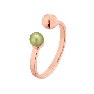 Pierścionek z różowego złota z kuleczką i perłą Powder Green SWAROVSKI® CRYSTAL