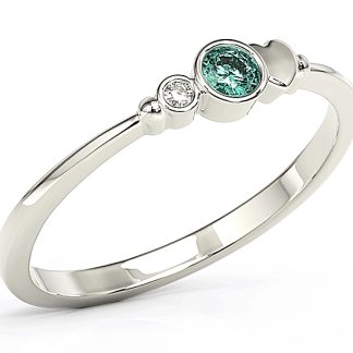 Pierścionek z białego złota z cyrkoniami Swarovski miętową i białą BP-6811B-C