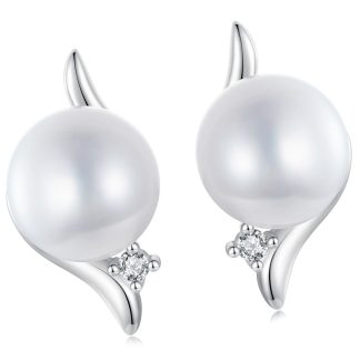Kolczyki z perłami ozdobione kryształkami kolczyki sztyft srebro 925