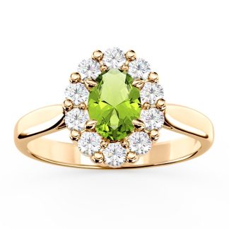 Pierścionek zaręczynowy z oliwinem i diamentami BP-57Z