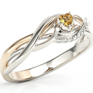 Pierścionek z białego i różowego złota z topazem Swarovski i brylantami BP-73BP