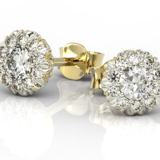 Kolczyki z żółtego i białego złota APK-42ZB z diamentami.