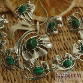 Srebrny komplet z malachitem GRONIA
