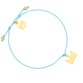 Turkusowa sznurkowa bransoletka ze złotą koroną