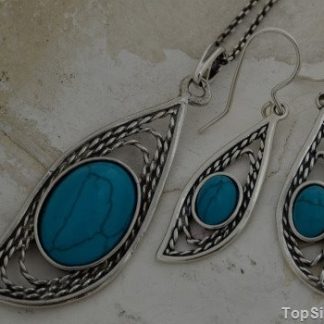 OSPINA - srebrny komplet z turkusem