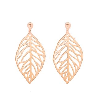 Kolczyki z ażurowymi liśćmi z różowego złota