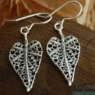 LIŚĆ SERCE - srebrne kolczyki