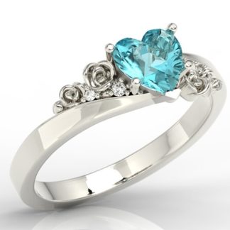 Pierścionek z topazem Swarovski Blue i cyrkoniami AP-53B