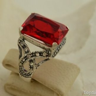 ELWIRA - srebrny pierścień z rubinem