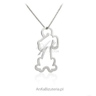 Naszyjnik srebrny rodowany piesek