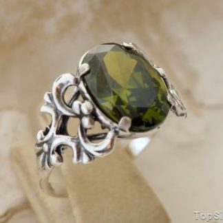 FAUNO - srebrny pierścionek z oliwinem