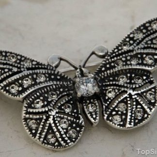 MOTYL - srebrna broszka wysadzana cyrkoniami