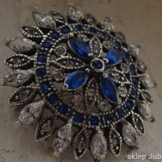 AMBROSIA - srebrna brosza szafiry i kryształy