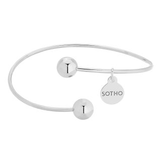 Srebrna sztywna bransoletka z kuleczkami