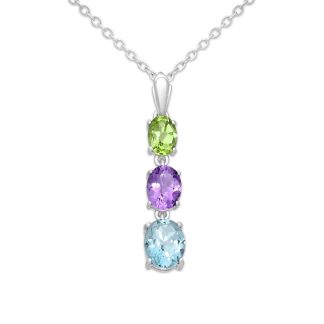 Srebrny wisiorek z topazem ametystem i peridotem