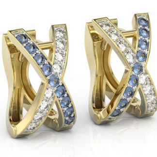 Kolczyki z żółtego złota z szafirami i brylantami BP-84Z
