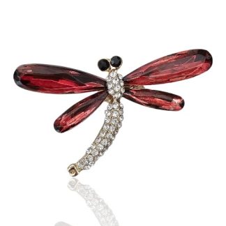 Broszka z kryształami hydrotermalnymi ważka