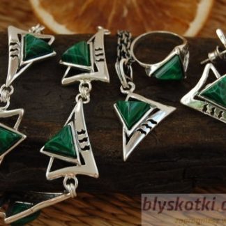 TANGLE - srebrny komplet z malachitem